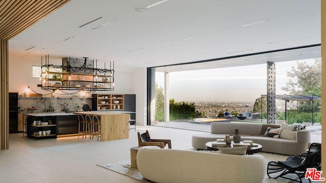 interior space with floor to ceiling windows