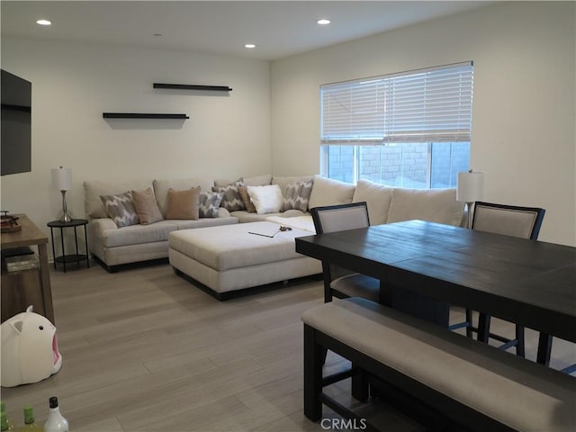 living room with light wood-type flooring