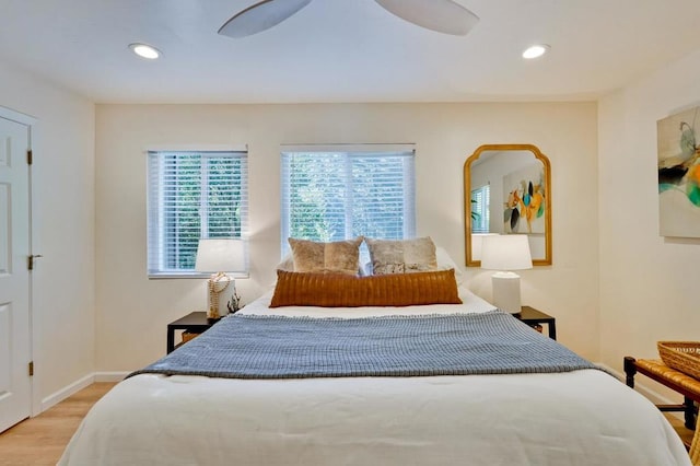 bedroom with light hardwood / wood-style floors