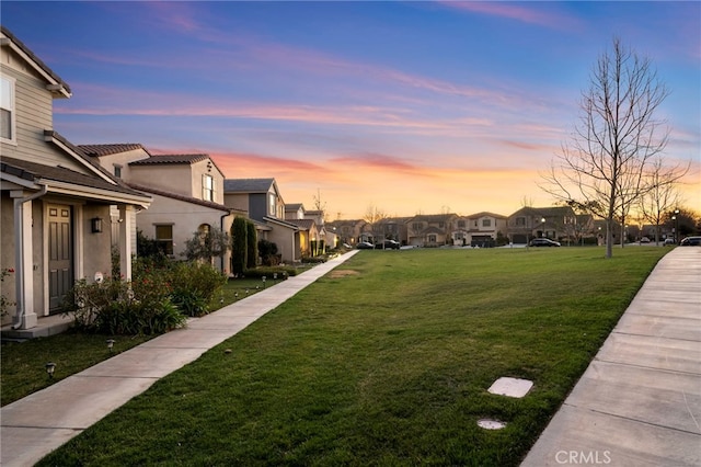 view of yard at dusk