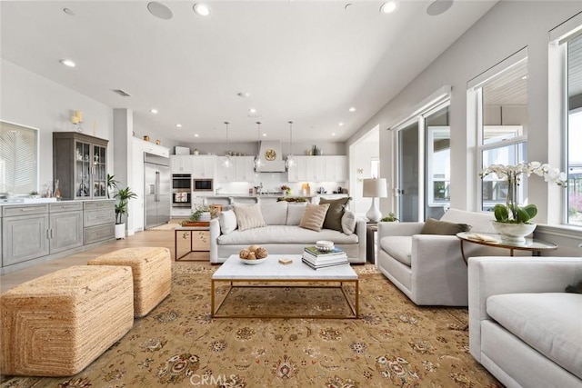 living room featuring light hardwood / wood-style floors