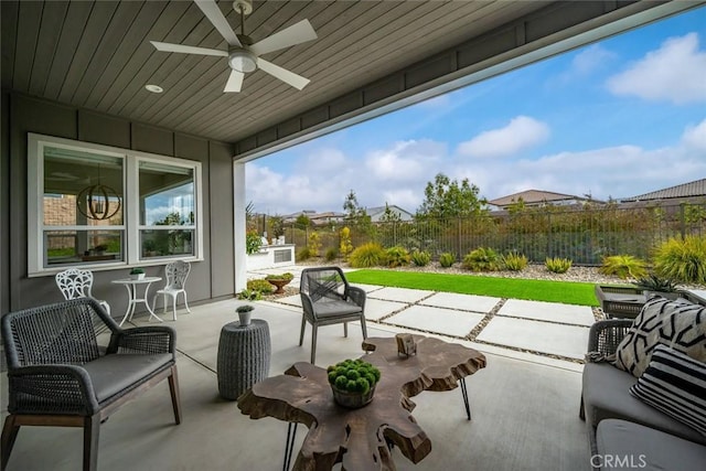 view of patio with ceiling fan