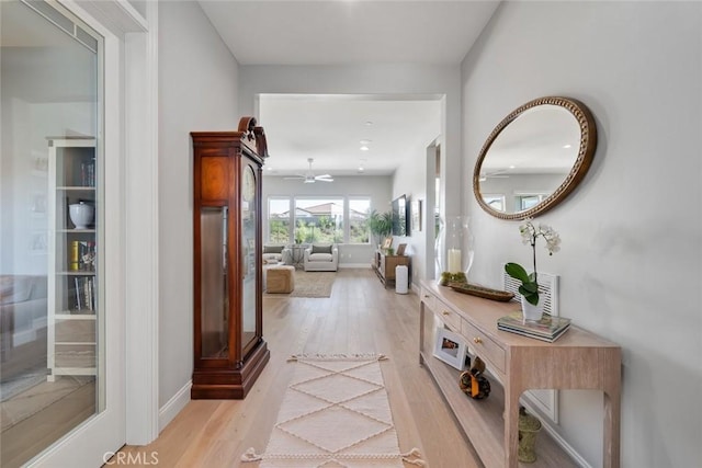 hall featuring light hardwood / wood-style flooring