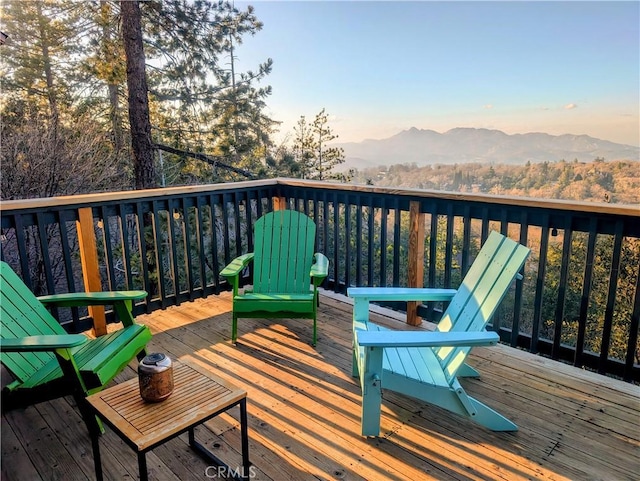 deck with a mountain view