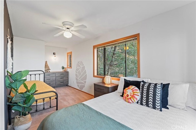 bedroom featuring ceiling fan