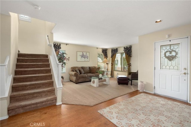 living room with hardwood / wood-style floors