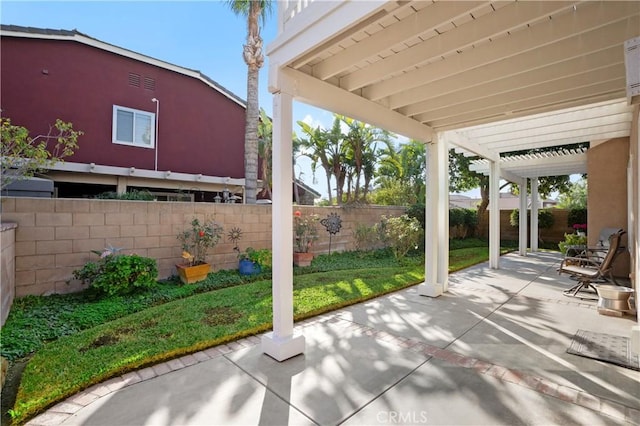 view of patio / terrace featuring a pergola