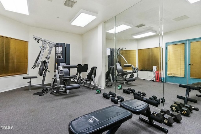 exercise room with visible vents