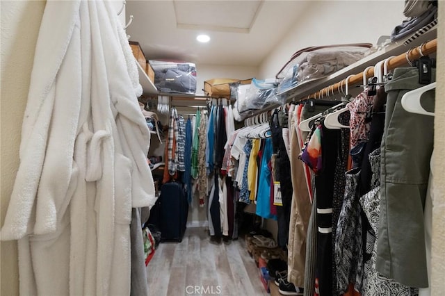 5045 Malibu Dr, Paradise, CA 95969 - spacious closet with attic access and wood finished floors