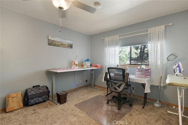 5045 Malibu Dr, Paradise, CA 95969 - carpeted office space featuring ceiling fan and baseboards
