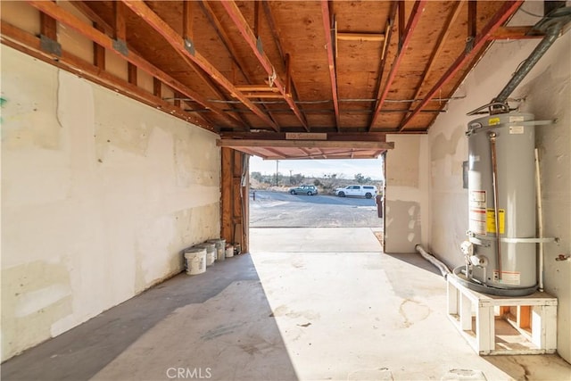 garage with gas water heater