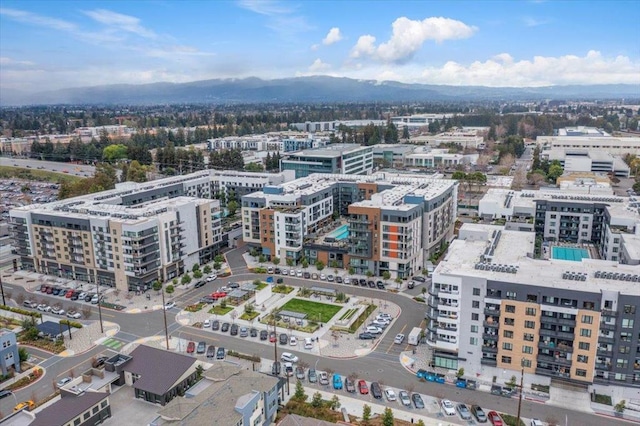 bird's eye view with a mountain view