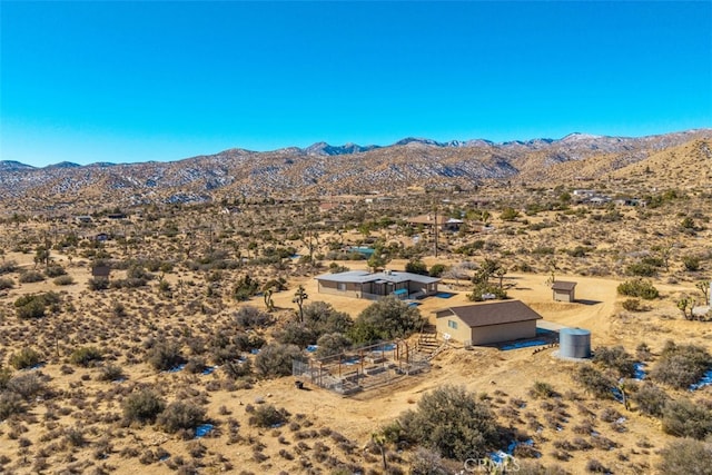 drone / aerial view featuring a mountain view