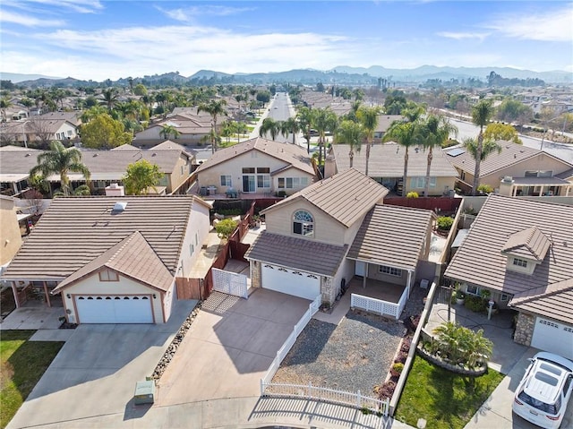 aerial view with a mountain view