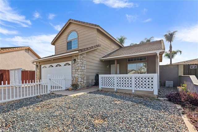 view of front property with a garage