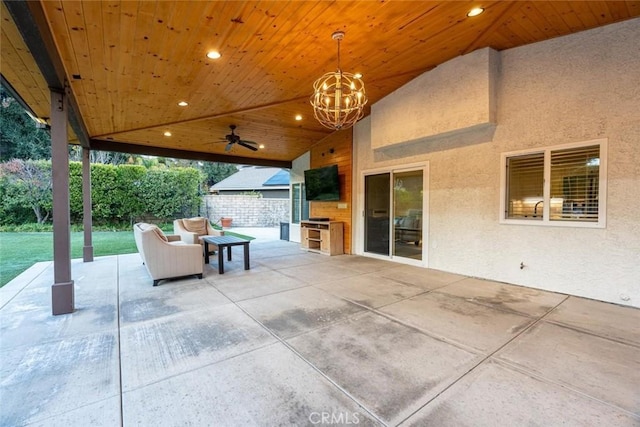 view of patio / terrace featuring an outdoor living space and ceiling fan