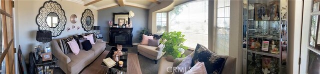 sitting room featuring vaulted ceiling