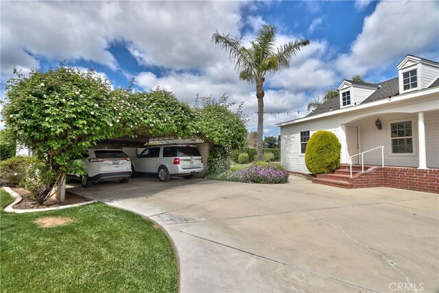 exterior space featuring a carport