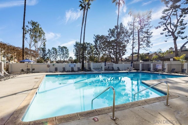 view of pool featuring a patio