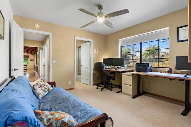 office area featuring ceiling fan