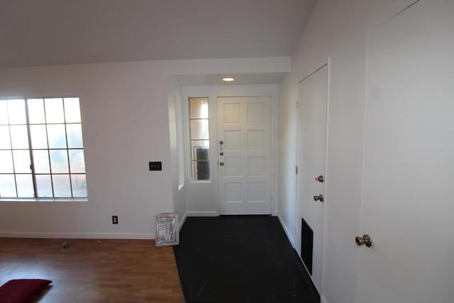 foyer featuring dark wood-type flooring