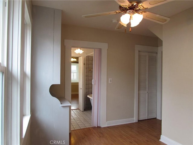 corridor featuring light hardwood / wood-style floors