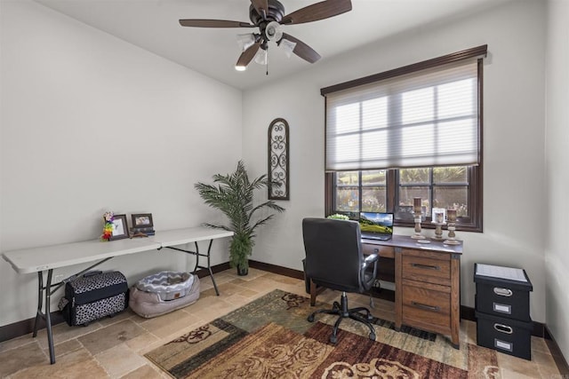 home office featuring ceiling fan