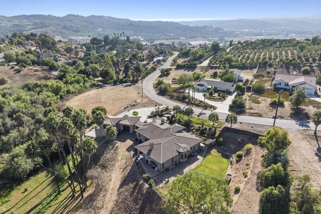 bird's eye view with a mountain view