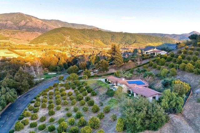 bird's eye view featuring a mountain view