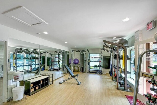 15615 Pauma Valley Dr, Pauma Valley, CA 92061 - gym with wood finished floors and recessed lighting