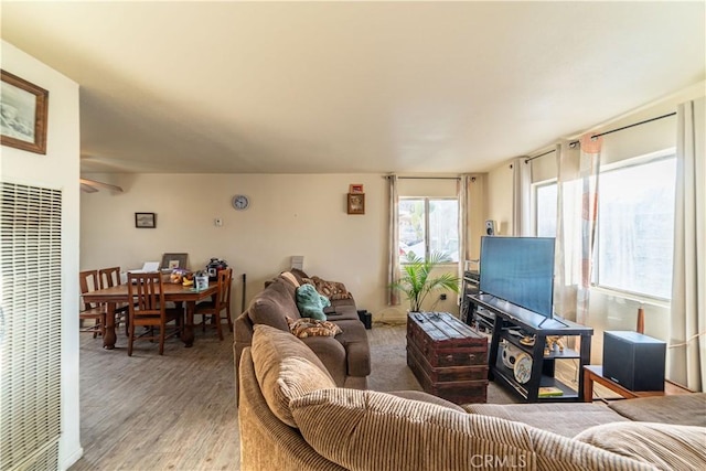 living room with hardwood / wood-style floors