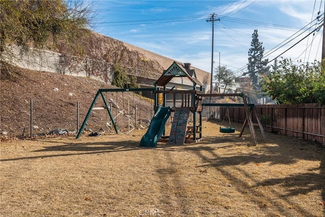 view of play area featuring a yard