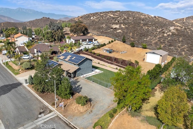 drone / aerial view featuring a mountain view