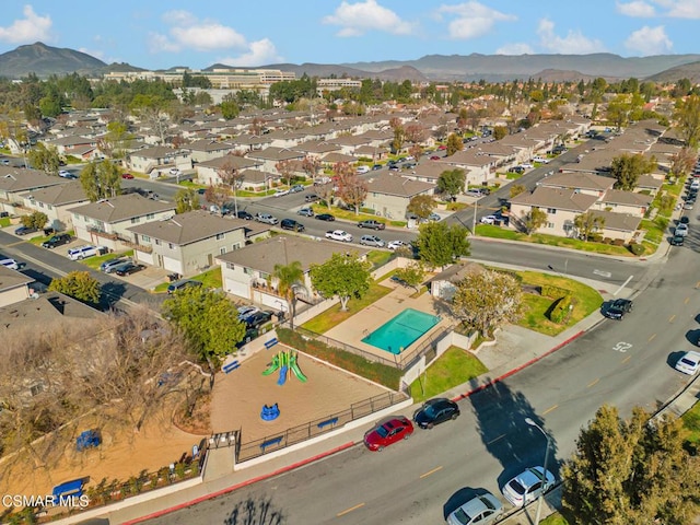 aerial view with a mountain view