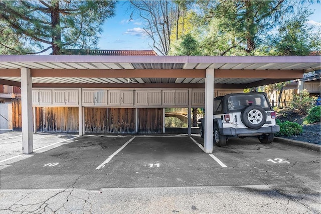 view of covered parking lot