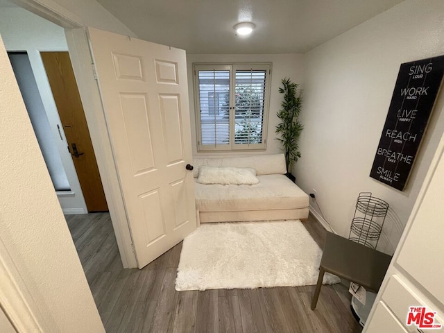 living area featuring dark wood-type flooring