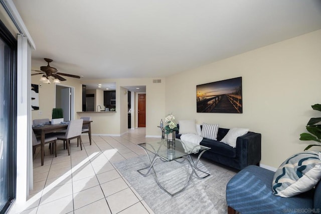 view of tiled living room