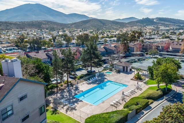 aerial view with a mountain view