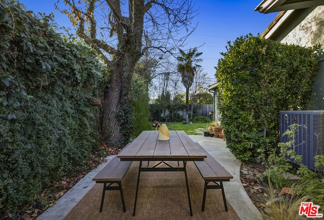 view of patio featuring central air condition unit