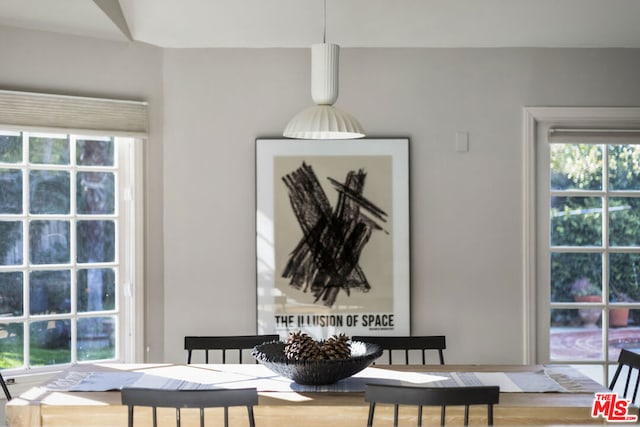 dining space featuring hardwood / wood-style flooring