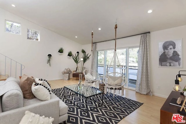 living room featuring light wood-type flooring