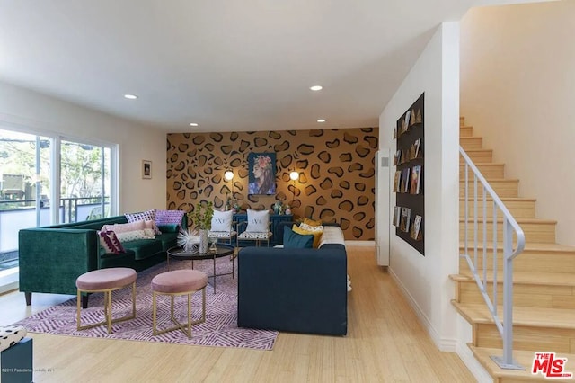 living room with light wood-type flooring