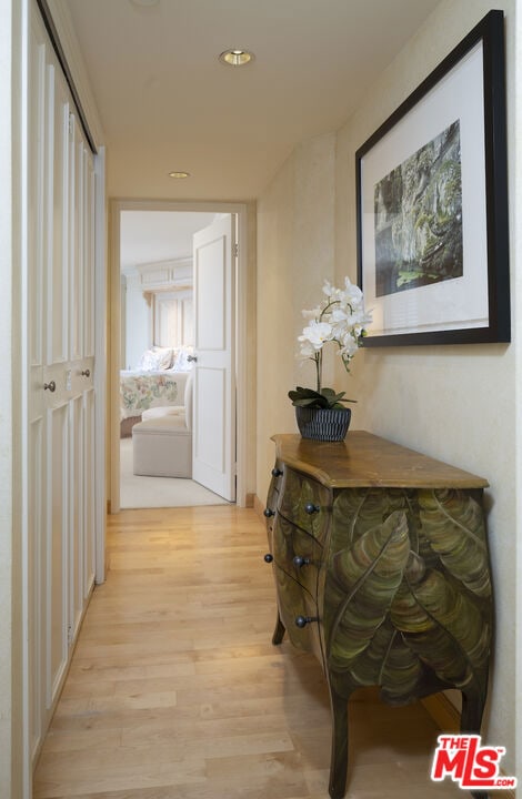 hall featuring light wood-type flooring