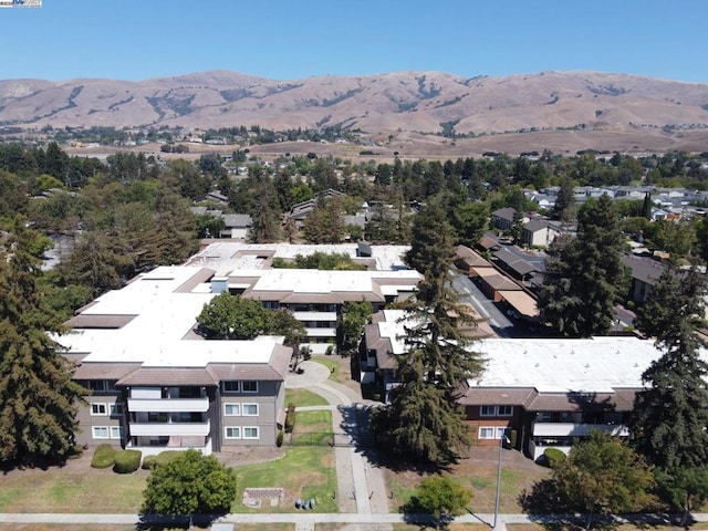 birds eye view of property with a mountain view