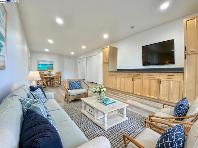 living room featuring light hardwood / wood-style flooring