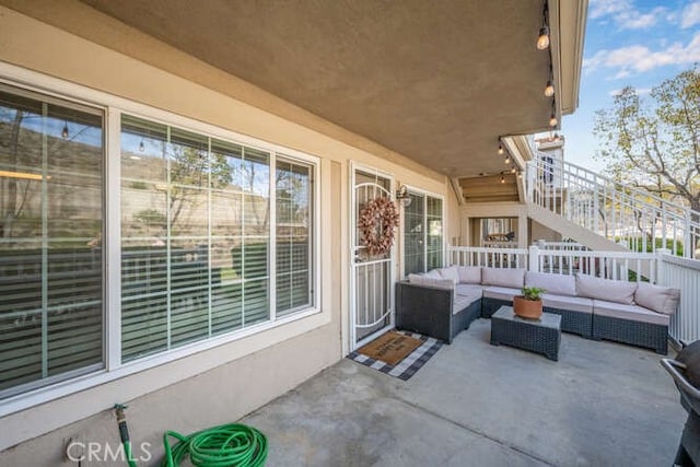 view of patio / terrace featuring an outdoor living space