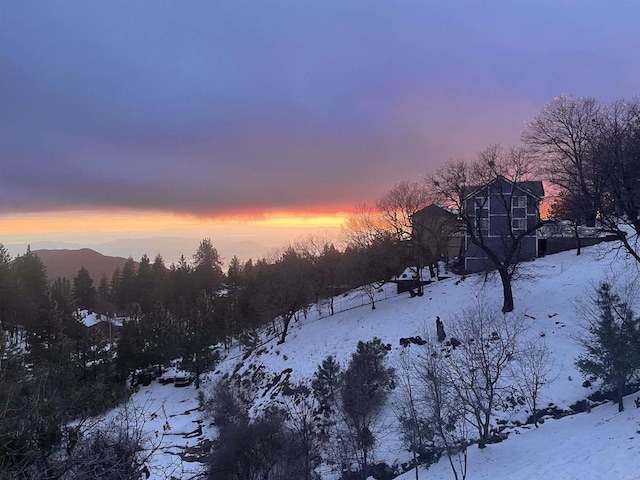 view of snow covered land