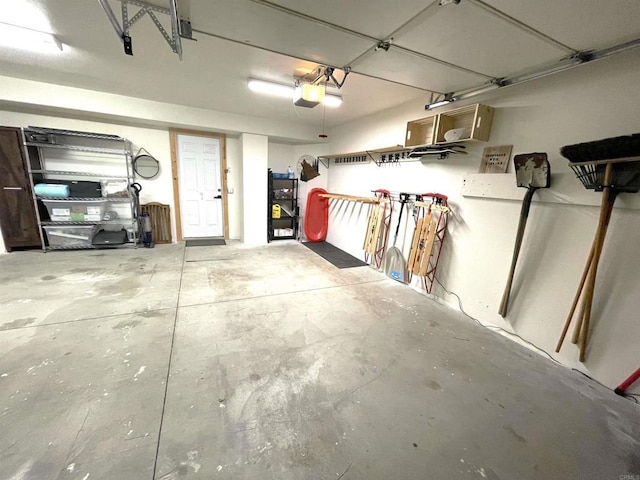 garage with a garage door opener