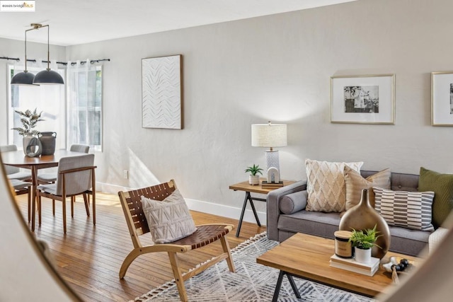 living room with light hardwood / wood-style floors