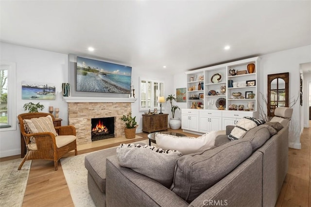 living room with light wood-type flooring